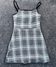 Urban Outfitters Dress Womens XS Plaid Sleeveless Cami A-Lined Skirt Mini Black