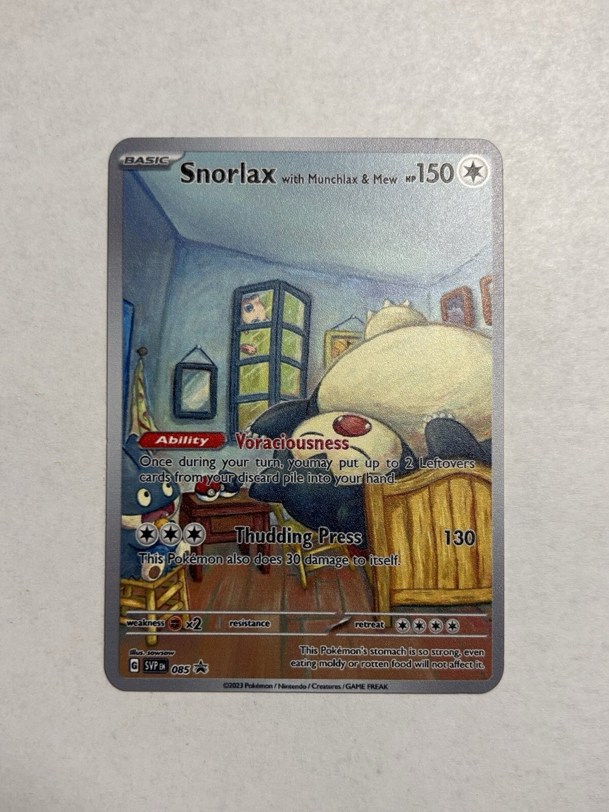 Snorlax With Munchlax & Mew Van Gogh Black Star Promo Metal Fan Art Card Mint/NM