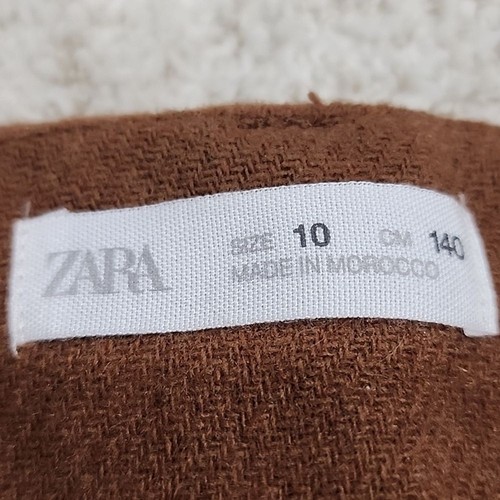 ZARA kids Pleated Skirt Lined Shorts • Size 10 Chocolate Mousse Wool Preppy New - Picture 2 of 9
