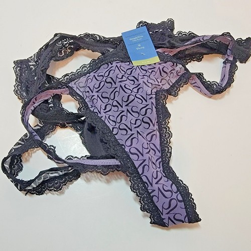 Simply Vera Wang 3 Pack Style 23014 Size 6 M Thong Pantie Underwear Black Purple - 第 1/7 張圖片