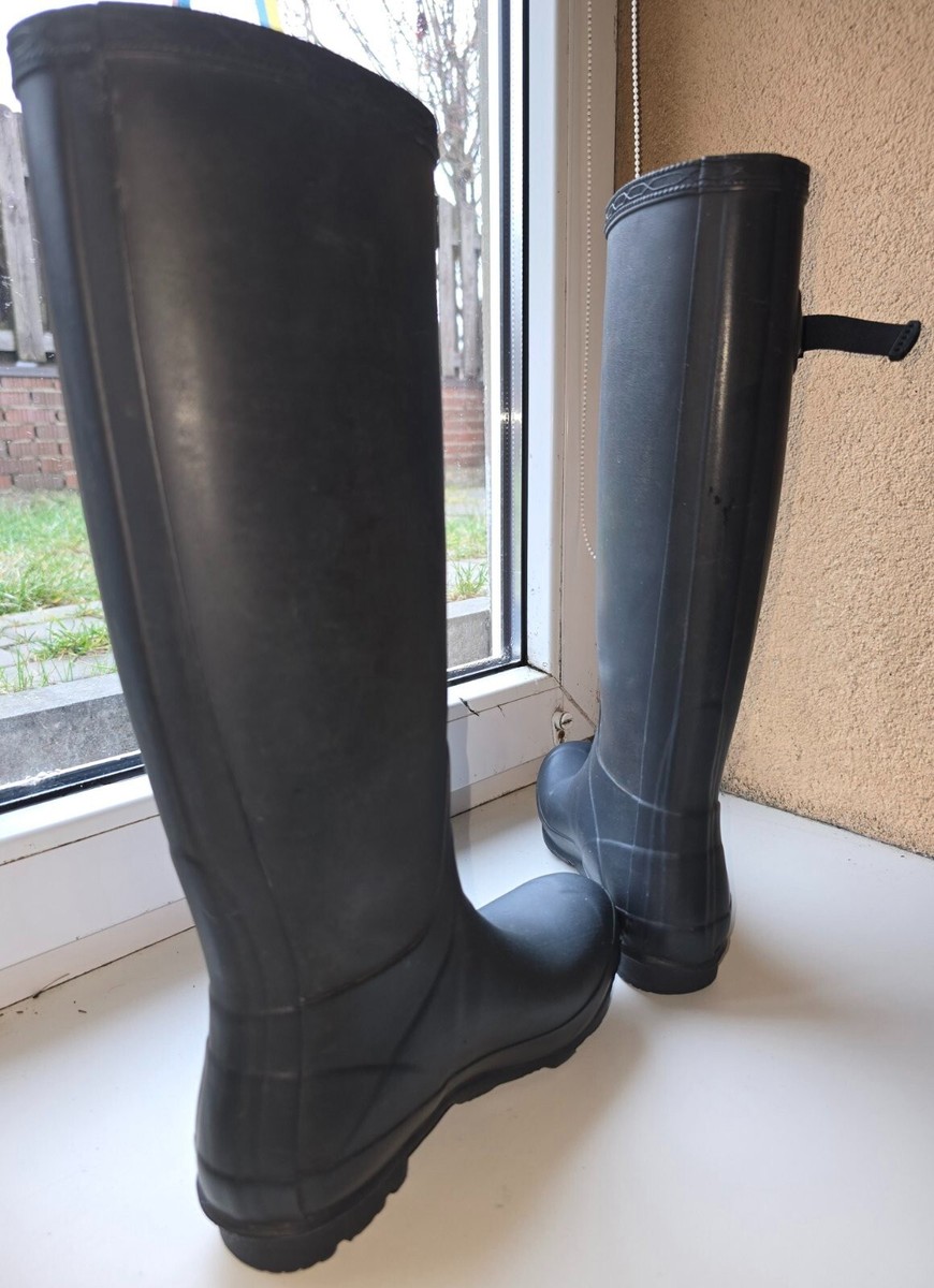 美品HUNTER BOOT 24cm HUNTER 1856 Women Grey-Blue Rubber Rain High BOOTS Original