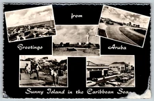 c1960s Greetings Aruba Sunny Island Caribbean Sea Multi-View Vintage Postcard