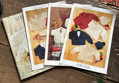 Vintage Sirdar Babys Strickmuster ein Musterbuch & 3 große Flugblätter 80er Jahre