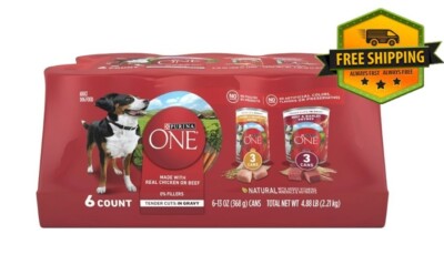 Purina ONE Smart Blend Natural Wet Dog Food Soft Variety Pack 13 oz Cans 6-Pack