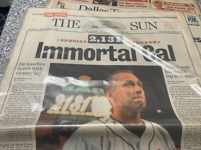 Cal Ripken Jr Games Streak Record 2,131 Baltimore Sun Newspaper 9-7-1995 UNREAD