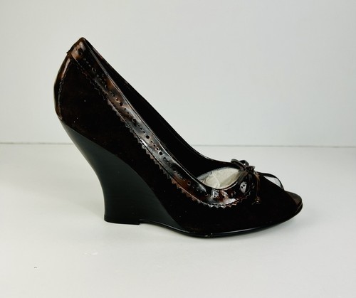 Chinese Laundry Women's Forte Peep Toe Wedge Brown Suede New In Box Size 6 - Picture 2 of 12