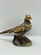 Vintage Hand Painted Pheasant Bird Figurine Cold Cast Resin Spelter Naturalistic