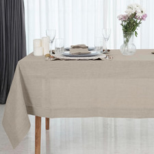 Natural Linen Tablecloth for Rectangle Tables 60 X 90 Inch - 100 Pure Linen Nat