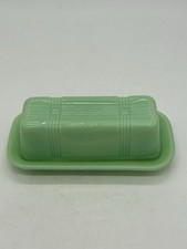 TableCraft Jadeite Glass Collection Green Butter Dish