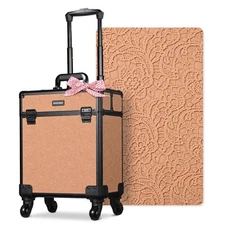 Byootique Rolling Makeup Train Case Cosmetic Trolley Organizer Rococo Coral