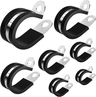 80 Pcs Cable Clamps Assortment Kit, 7 Sizes 304 Stainless Steel Metal Clamps