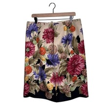 VINTAGE TALBOTS 90s floral silk and wool knee length pencil skirt 18