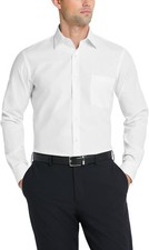 Van Heusen Men's Dress Shirt 17 34/35 Wrinkle Free Poplin Fitted White