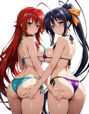 Rias and Akeno Highschool DxD Waifu Weatherproof Anime Sticker 6" Car Decal