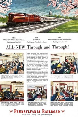 1952 PENNSYLVANIA RAILROAD Original Vintage Print Ad Train Travel