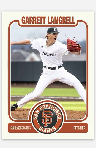 Garrett Langrell 2025 MLB Draft Novelty Baseball Card! San Francisco Giants