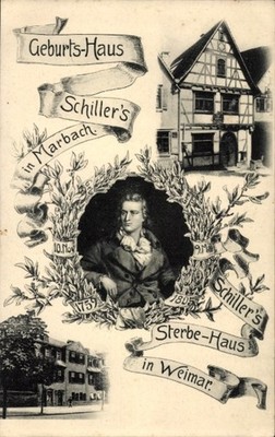 Ak Weimar in Thüringen, Schillers Sterbehaus, Geburtshaus in Marbach - 11532308