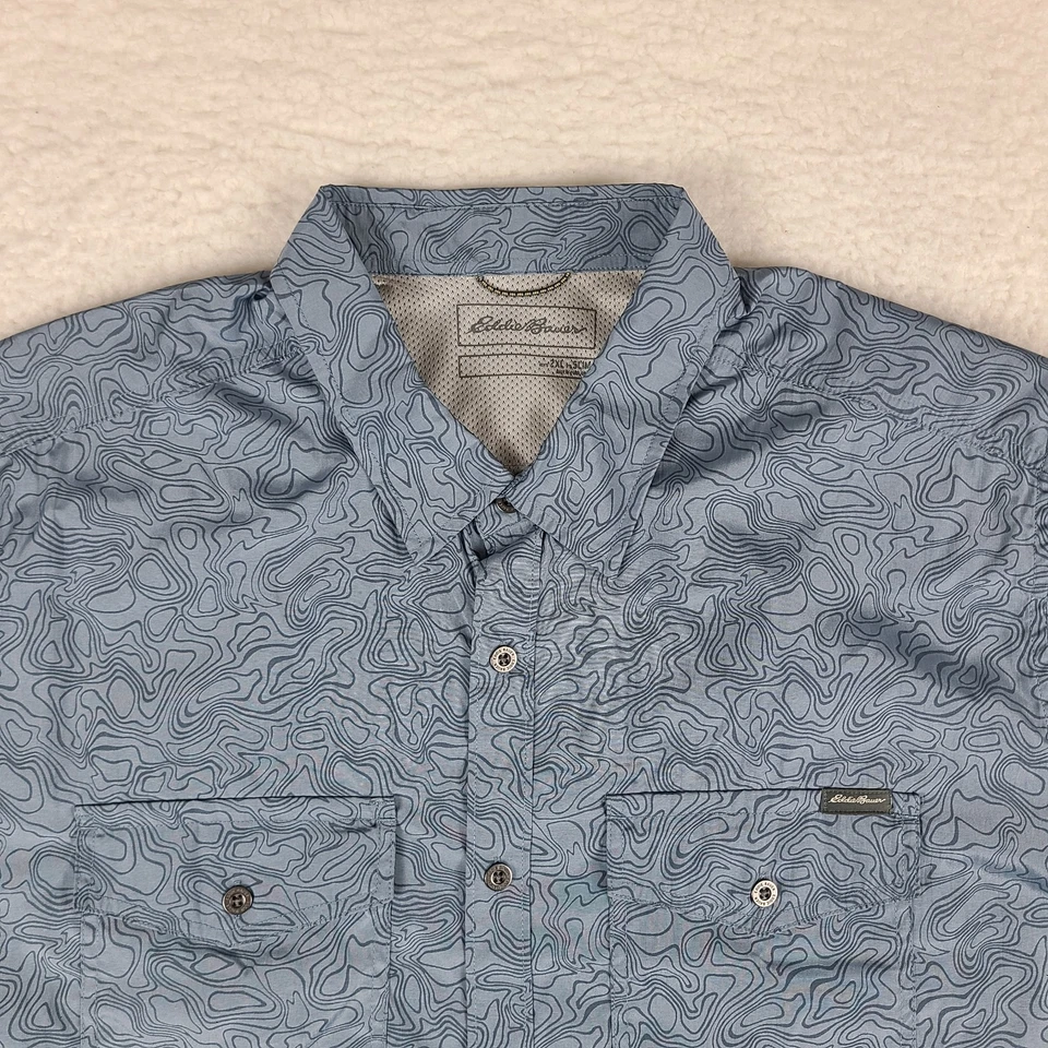 Eddie Bauer Shirt Mens 2XL XXL Blue Slim Vented Casual Outdoor Hiking Button Up - Image 2 of 4