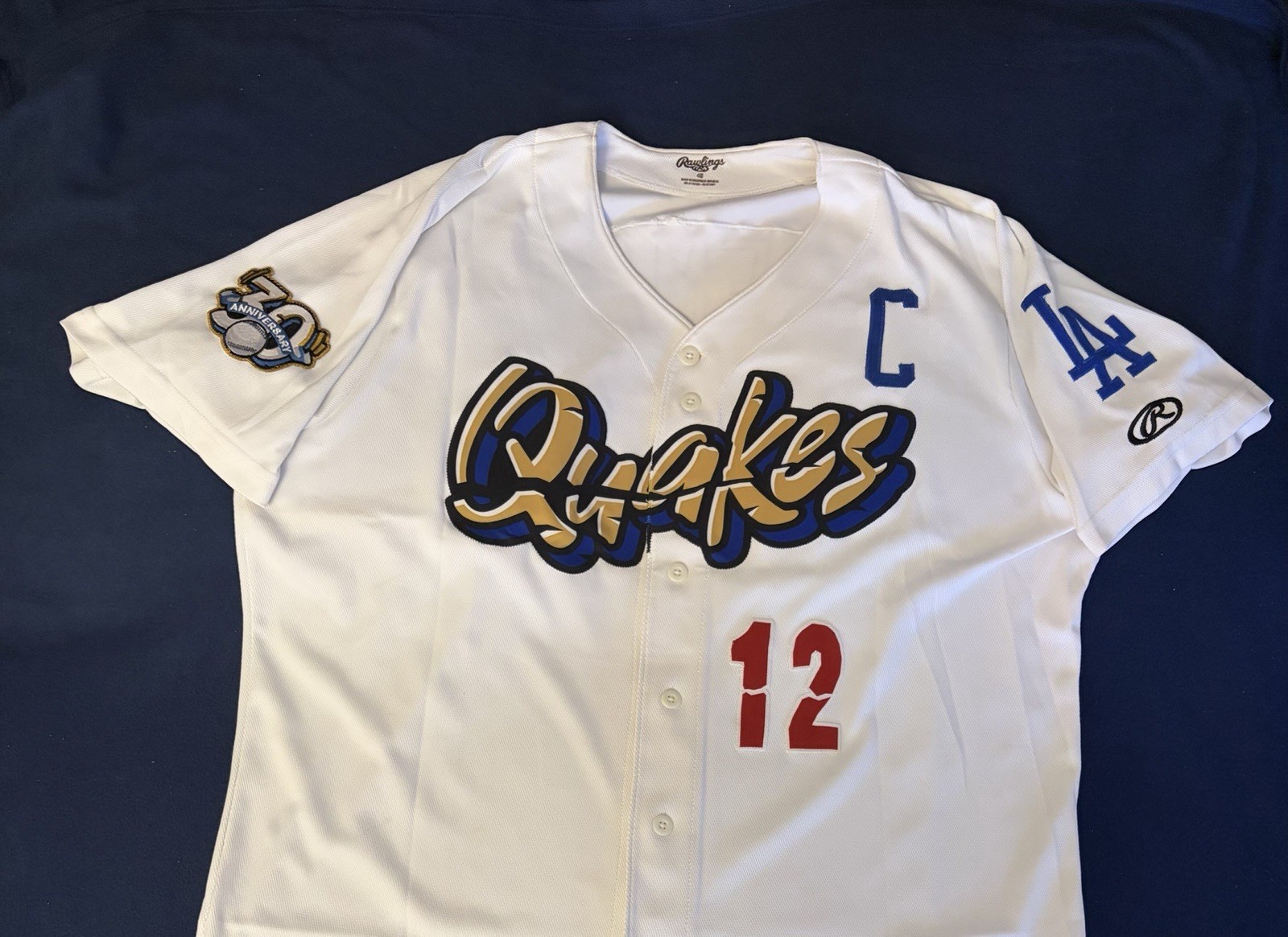 Dodgers Rancho Cucamonga Quakes Game Used Jersey John Shoemaker Auto 30th Anniv view 6