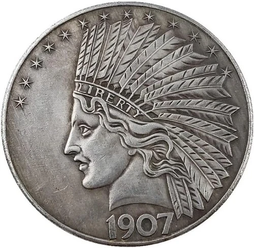 Uncirculated 1907 Antique Indian Head Ten Dollar Coin - Perfect for Collectors