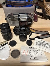 Nikon N2020 35mm SLR AF Camera With Nikon Speedlight SB-20 Flash, Lenses Misc