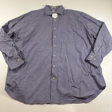 Peter Millar Men  s Button Down Dress Shirt L/S Purple/Navy Plaid Cotton XXL Read