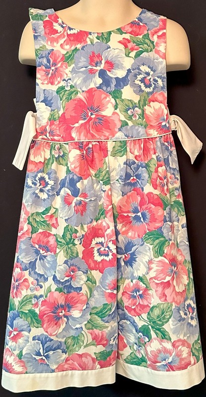 Ruth of Carolina Pink and Blue Flowered Romper with Bows Size 6