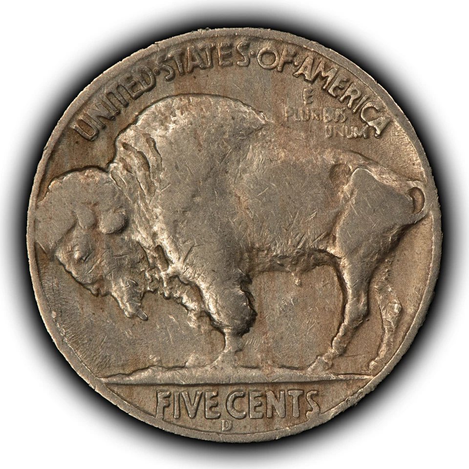 1937-D 5c Indian Head Buffalo Nickel - Three Legs 3 Legged Key Date - VF - B5362 - Image 2 of 4