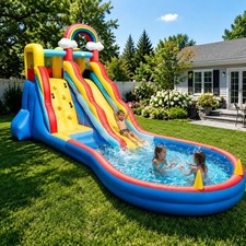 20Ft Giant Kids Inflatable House Long Water Slides Water Park Pool with Blower