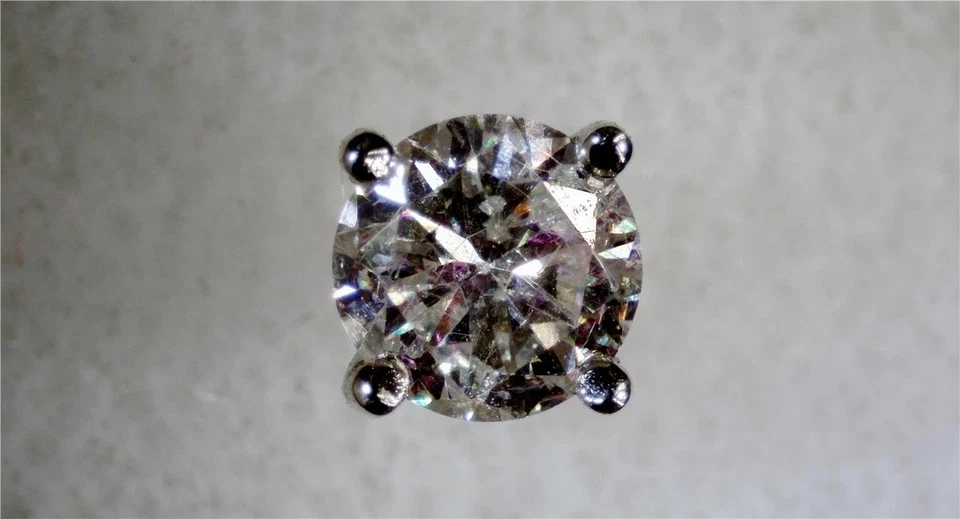 NUEVO .42CT. PENDIENTE ÚNICO PLATINO REDONDO DIAMANTE NATURAL Foto 3 de 4