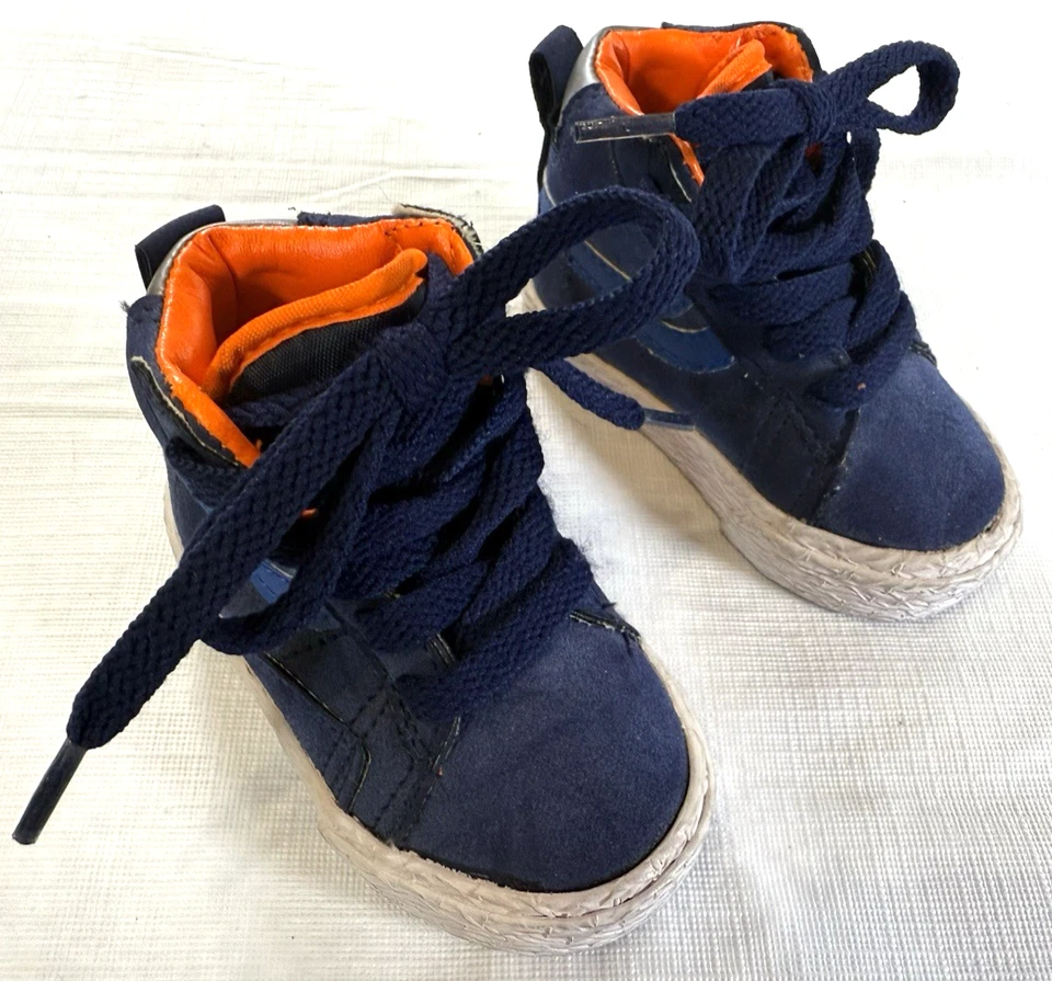 Toys R Us Sneakers Toddler 2 Blues Orange White High Top - Image 4 of 4