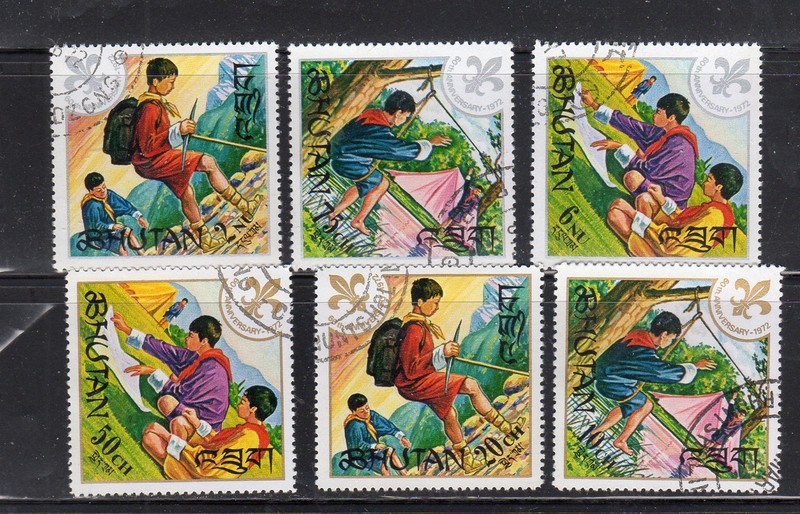 BHUTAN #134-139 1971 BOY SCOUTS MINT VF NH O.G CTO bb