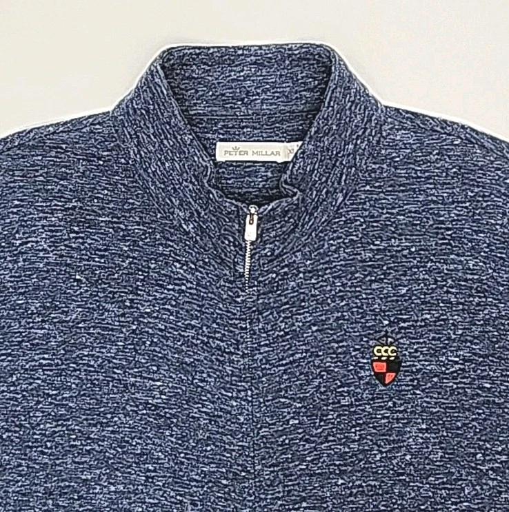 Chaqueta de Golf Peter Millar Camisa Chevy Chase Azul Talla XL Algodón Bolsillos con Cremallera Completa Foto 3 de 4
