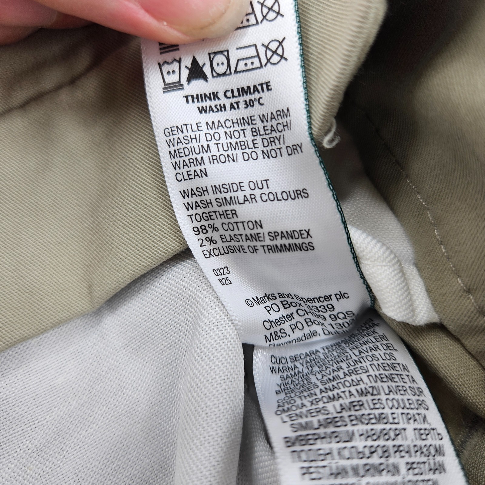 M&S Collection Slim Fit Stretch Chino Trousers Sandstone 34W 29L image 7