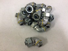 NEW, (LOT 14), CROUSE-HINDS COUPLING, 90° 1/2" ELBOW, LIQUID TIGHT CONNECTOR