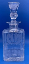 Edinburgh Scotland Crystal THISTLE Spirit Decanter Square with Stopper
