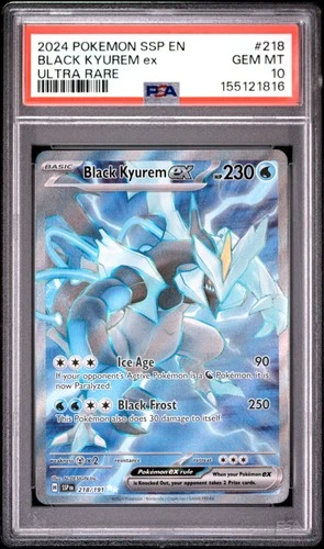 2024 POKEMON SSP EN-SURGING SPARKS ULTRA RARE #218 BLACK KYUREM EX PSA 10