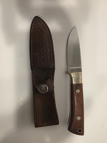 Handmade M.S.K. 440 Stainless Steel Drop Point Hunting Knife Wood Handle