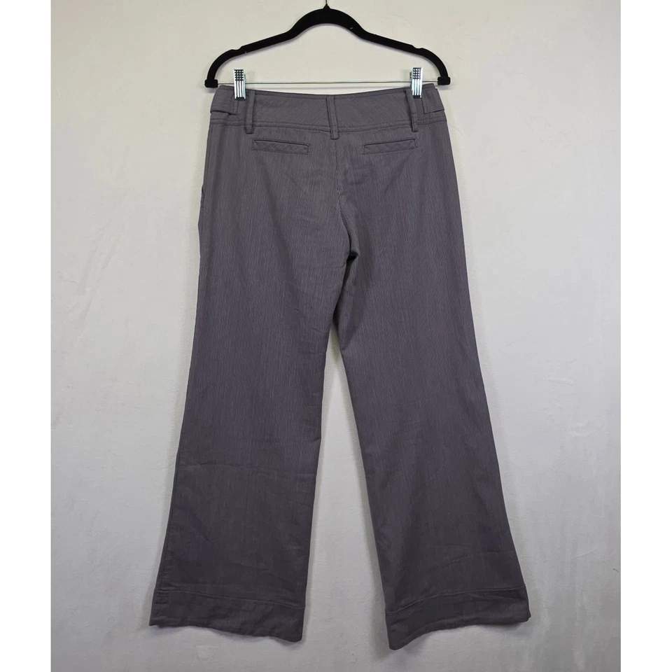 Pantalones Y2K Maurices Mujer 3/4 Gris Pierna Ancha Tiro Bajo Rayas Marinero Oficina Chic Foto 3 de 4
