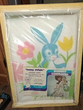 Chatham Bunny Esmond "Bunny Delight" Floral Baby Blanket 40x45 Screen Printed