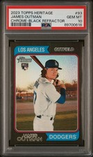 2023 Topps Heritage Chrome Black Refractor #93 James Outman RC PSA 10 [15/74]