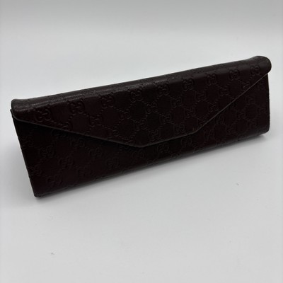 Gucci GG Guccissima Brown Leather Foldable Glasses Case Hard  display picture 1