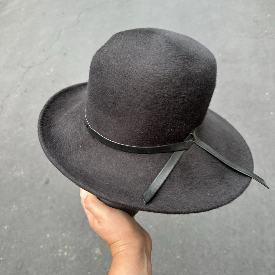 Sombrero cubo ala ancha vintage para mujer Mr John clásico de lana negra EE. UU. Foto 3 de 4