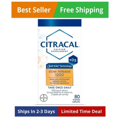 Calcium Supplement 1200 mg 80 Count Citracal Slow Release- Vitamin Magnesium