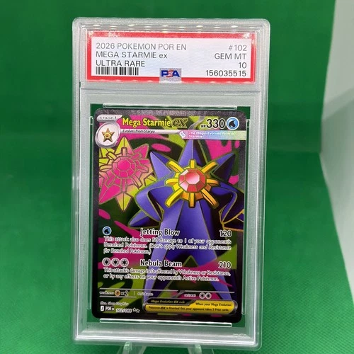 2026 POKEMON PERFECT ORDER ULTRA RARE #102 MEGA STARMIE EX PSA 10