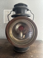 Antique 1900 Roadster Driving Lamp Brass Front Ring And Red Glass Tail Rare
