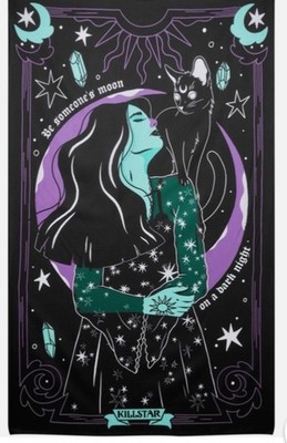 Used Killstar witch moon tapestry with cat
