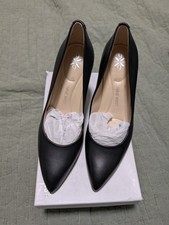 Nine West 9x9 Black Leather Pumps Block Heel Pointed Toe Women's 7.5 NEW IN BOX