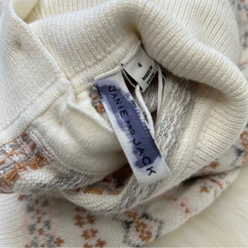 JANIE AND JACK The Fair Isle Turtleneck Sweater Kids Size 4 Winter Cozy Soft - Picture 4 of 6