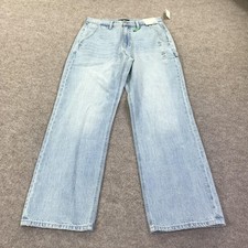 Aeropostale Aero High Rise Baggy Jeans Womens 6R Blue Light Wash Wide Leg Denim